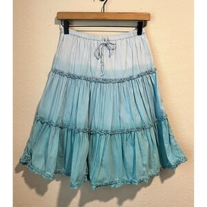 Vintage Y2K Women's Skirt Medium So Real So Right Boho Blue Ombre Fairy